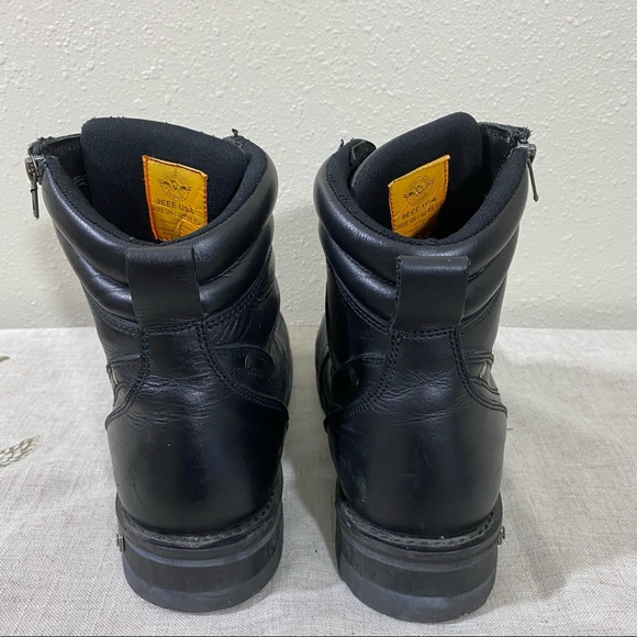 Milwaukee Leather Moto Boots 9EEEUSA Leather Black Moto Boots Side Zipper - Picture 8 of 9